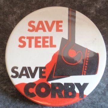038120 Badge. SAVE STEEL - SAVE CORBY £6.00